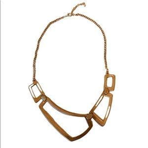 Modern geometric gold tone necklace  Approx 18 in
